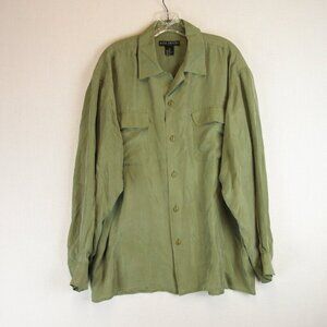 Oleg Cassini Oversized 100% Silk Shirt Size L Utility Unisex